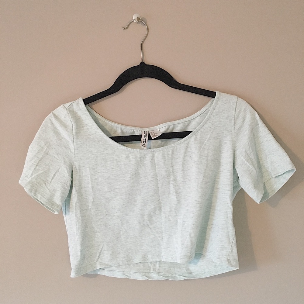 Mint green short sleeve crop top